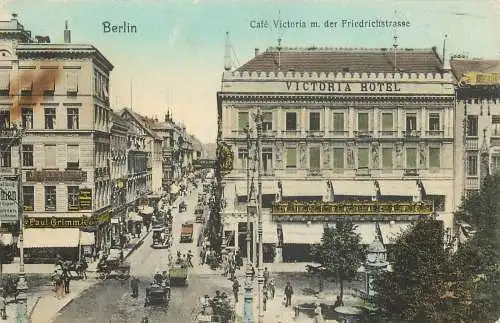 AK Berlin Litho Café Victoria mit der Friedrichstrasse