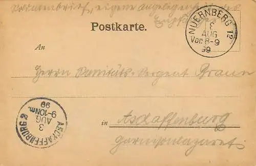 AK Gruss aus Nürnberg Bratwurstglöcklein versandt 1899