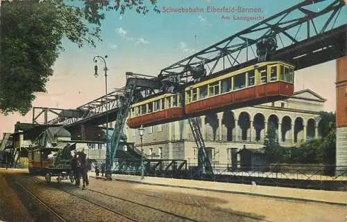 AK Schwebebahn Elberfeld-Barmen am Landgericht 1913