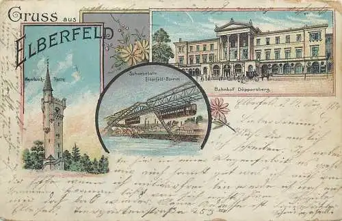 AK Gruss aus Elberfeld Litho versandt 1904 in die USA