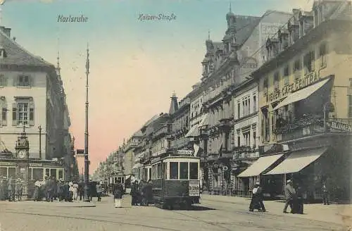 AK - Karlsruhe Kaiser-Straße Feldpost versandt 1918