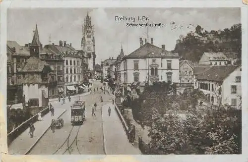 Ansichtskarte Freiburg i. Br. Schwabentorstraße versandt