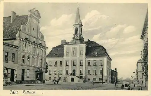 Ansichtskarte Tilsit Feldpost Rathaus versandt 1940