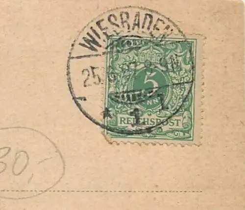 Ak Litho, Gruss aus Wiesbaden, gelaufen 1897