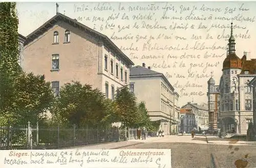 AK Litho, Siegen . Coblenzerstraße, gelaufen 1904
