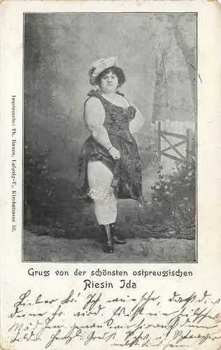 AK - Gruß von der schönsten ostpreussischen Riesin Ida versandt 1903