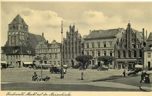 AK - Greifswald, Markt mit der Marienkirche Bromid nicht versandt