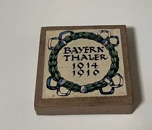 Bayern Thaler 1914/1916 Schraubtaler Ludwig III. König von Bayern mit Schachtel