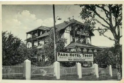 AK - Bad - Salzig  am Rhein Park Hotel Trost versandt 1932