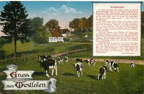 Ansichtskarte Westfalenlied Landwirtschaft Gruss aus Westfalen