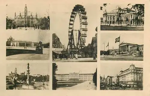 Ansichtskarte Wien mehrere Ansichten versandt 1944 Stempel Unfallschutz