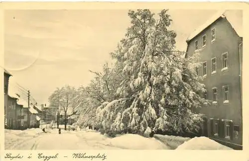 Ansichtskarte Sayda Erzgebirge - Feldpost- Schneelandschaft versandt 1943