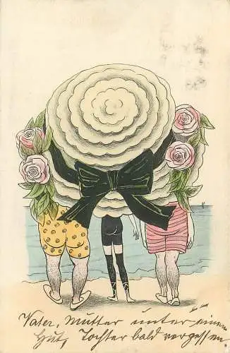 Ansichtskarte Künstlerkarte  Frau mit großen Hut  Belgien versandt 1922