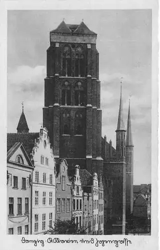 Ansichtskarte Danzig Jopengasse St. Marien Kirchturm Fassade nicht versandt