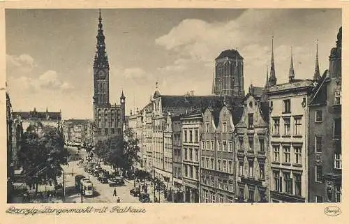 Ansichtskarte Danzig Langermarkt mit Rathaus nicht versandt