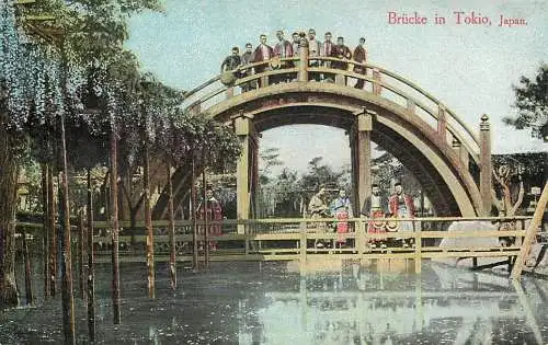 AK - Brücke in Tokio, Japan mit Werbung auf der Rückseite