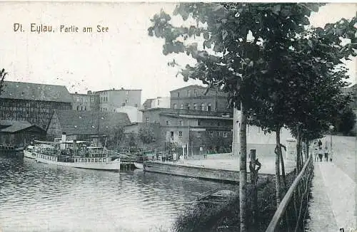Ansichtskarte Dt. Eylau Partie am See Feldpost 1915