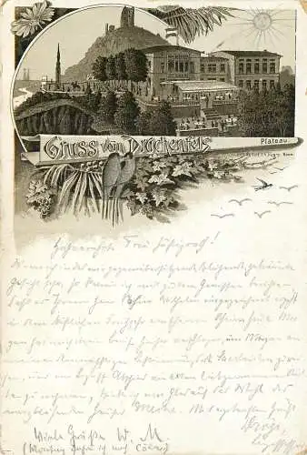 Ansichtskarte Drachenfels Gruss vom Drachenfels Königswinter versandt 1893