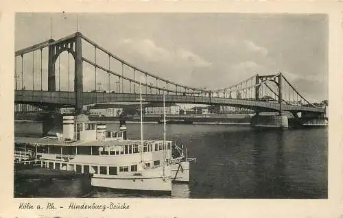 Ansichtskarte Feldpost Köln am Rhein - Hindenburg-Brücke versandt 1943