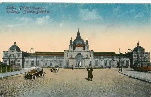 Ansichtskarte Lemberg Bahnhof Feldpost versandt 1916