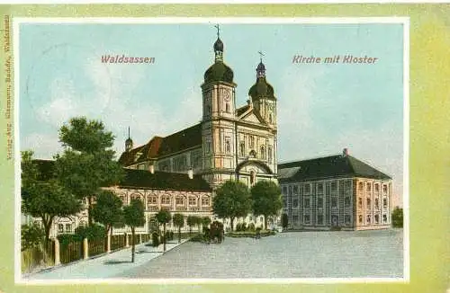 Ansichtskarte Waldsassen Kirche mit Kloster versandt 1910