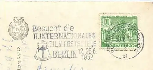 Ansichtskarte Berlin Thälmannplatz Stempel Filmfestspiele versandt 1952