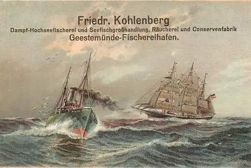 Ansichtskarte Künstlerkarte Dampfschiff Friedr. Kohlenberg Fischerei