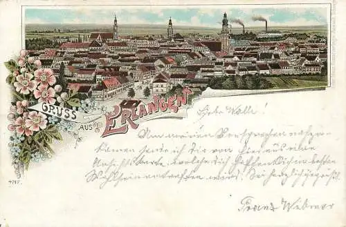 Ansichtskarte Litho Gruss aus Erlangen versandt 1899