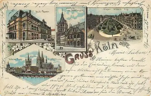Ansichtskarte Litho Köln Gruss aus Köln versandt