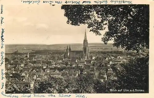 Ansichtskarte Ulm an der Donau Blick auf Ulm versandt 1948