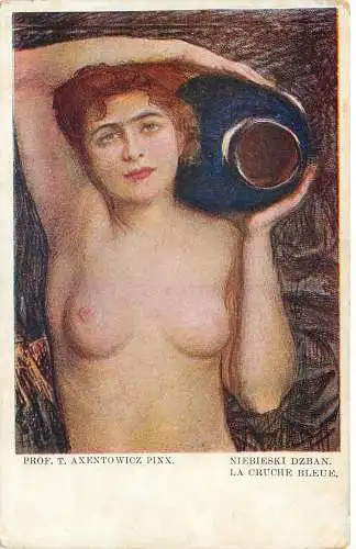 Ansichtskarte Prof. T. Axentowicz Pinx nackte Frau mit Vase