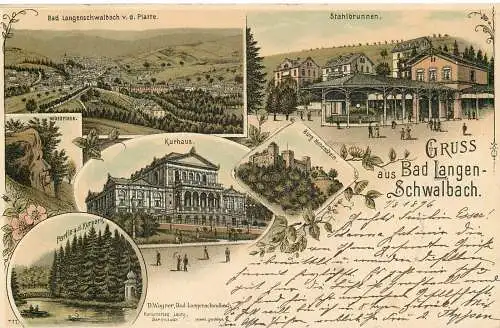 Ansichtskarte Lithographie Gruss aus Bad Langen-Schwalbach versandt 1896