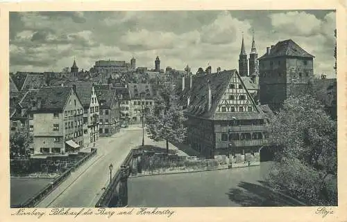 Ansichtskarte Nürnberg Burg und Henkersteg, versandt 1941
