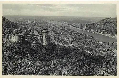 Ansichtskarte Heidelberg Schloss und Stadt, versandt