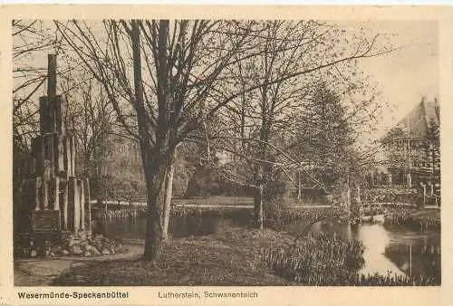 Ansichtskarte Wesermünde-Speckenbüttel Lutherstein, versandt 1928