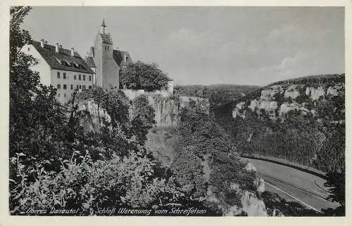 Ansichtskarte Oberes Donautal, Schloß Werenwag, vesandt 1943