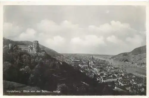 Ansichtskarte Heidelberg Schlossterassen Blick, versandt