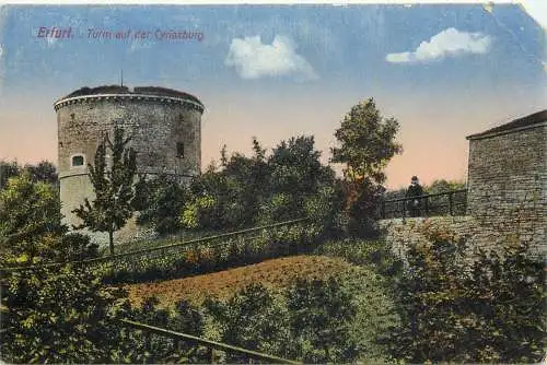 Ansichtskarte Erfurt Turm auf der Cyriaxburg Feldpost versandt 1918