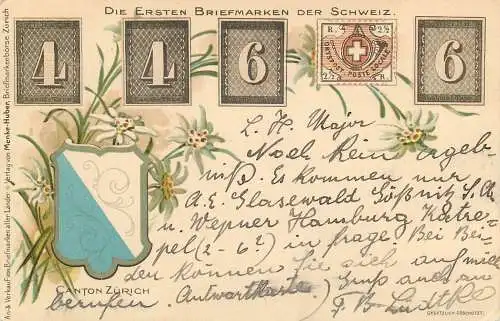 Präge Ansichtskarte Schweiz Briefmarken und Wappen versandt 1925