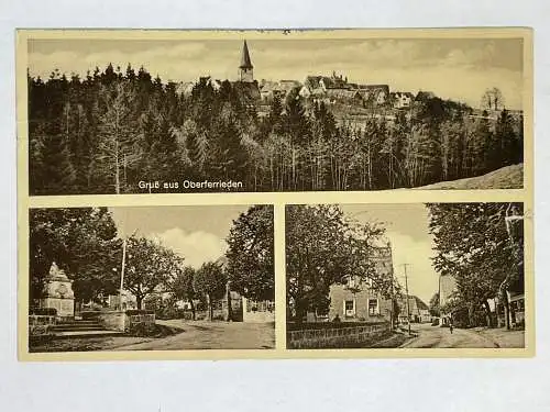 Ansichtskarte Grüße aus Oberferrieden - Denkmal Stadtbild versandt 1942