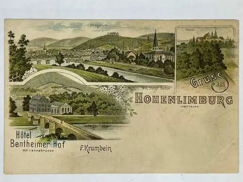 Ansichtskarte Litho - Gruss aus Hohenlimburg - Westfalen - Hotel Bentheimer Hof
