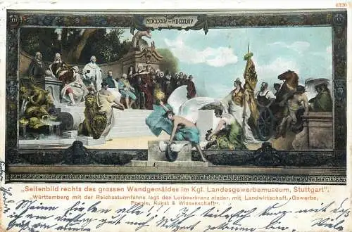 Ansichtskarte Stuttgart Gemälde im kgl. Landesgewerbemuseum versandt 1903