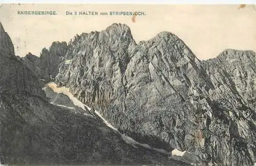Ansichtskarte Echtfoto Kaisergebirge Die 3 Halten vom Stripsenjoch versandt 1932