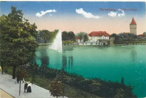 Ansichtskarte Merseburg Gotthardteich versandt 1929