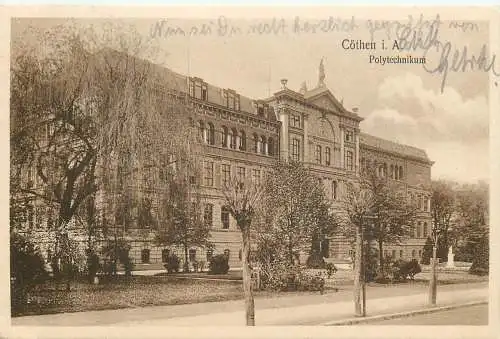 Ansichtskarte Polytechnikum Cöthen i. A., versandt 1925