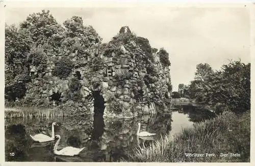 Ansichtskarte Wörlitzer Park - Der Stein, versandt 1937