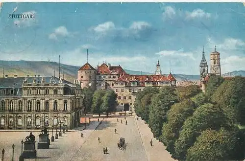 Ansichtskarte Stuttgart Schloss versandt 1919