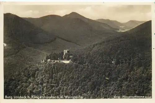 Ansichtskarte Burg Landeck bei Klingenmünster Fliegeraufnahme, versandt