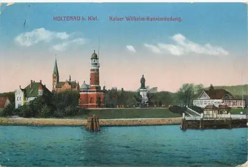 Lithographie Holtenau bei Kiek, Kaiser Wilhelm Kanalmündung, versandt