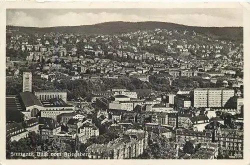 Ansichtskarte Stuttgart Blick vom Kriegsberg, versandt